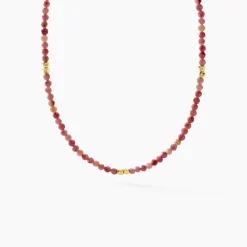 Collier Cyclades Argent Jaune Rhodonite