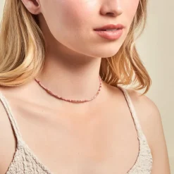 Collier Cyclades Argent Jaune Rhodonite