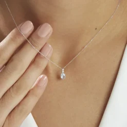 Collier Cyprille Or Blanc Topaze Et Oxyde De Zirconium