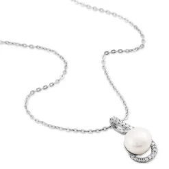Collier Cyrana Argent Blanc Perle De Culture Et Oxyde De Zirconium