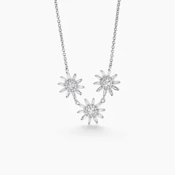 Collier Daisy Argent Blanc Oxyde De Zirconium