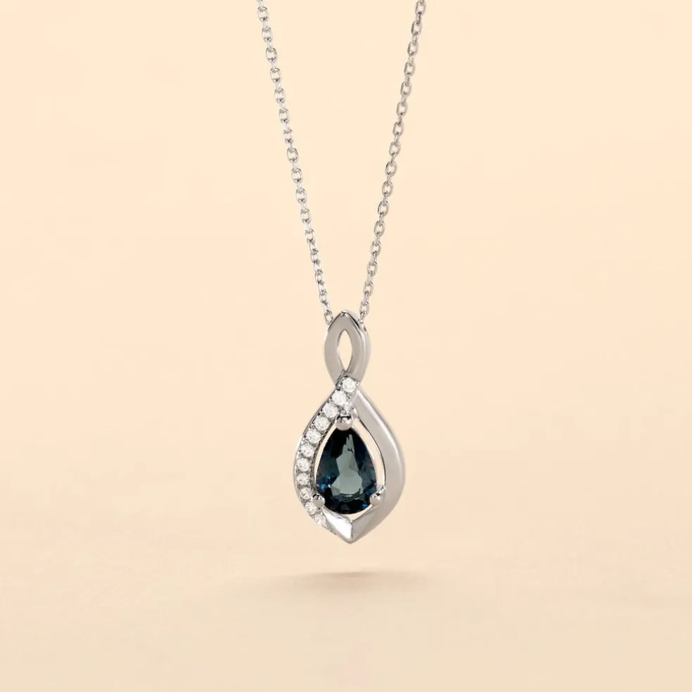 Collier Dalil Or Blanc Topaze Oxyde