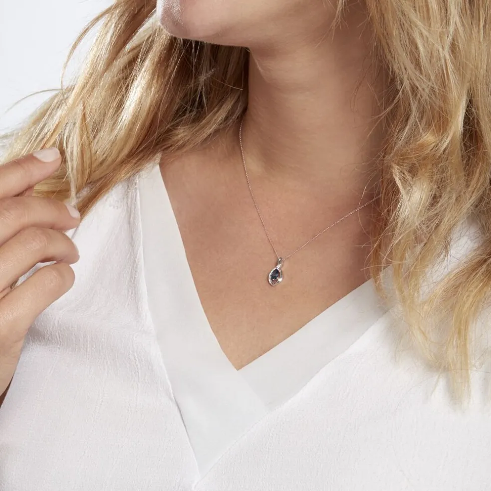 Collier Dalil Or Blanc Topaze Oxyde