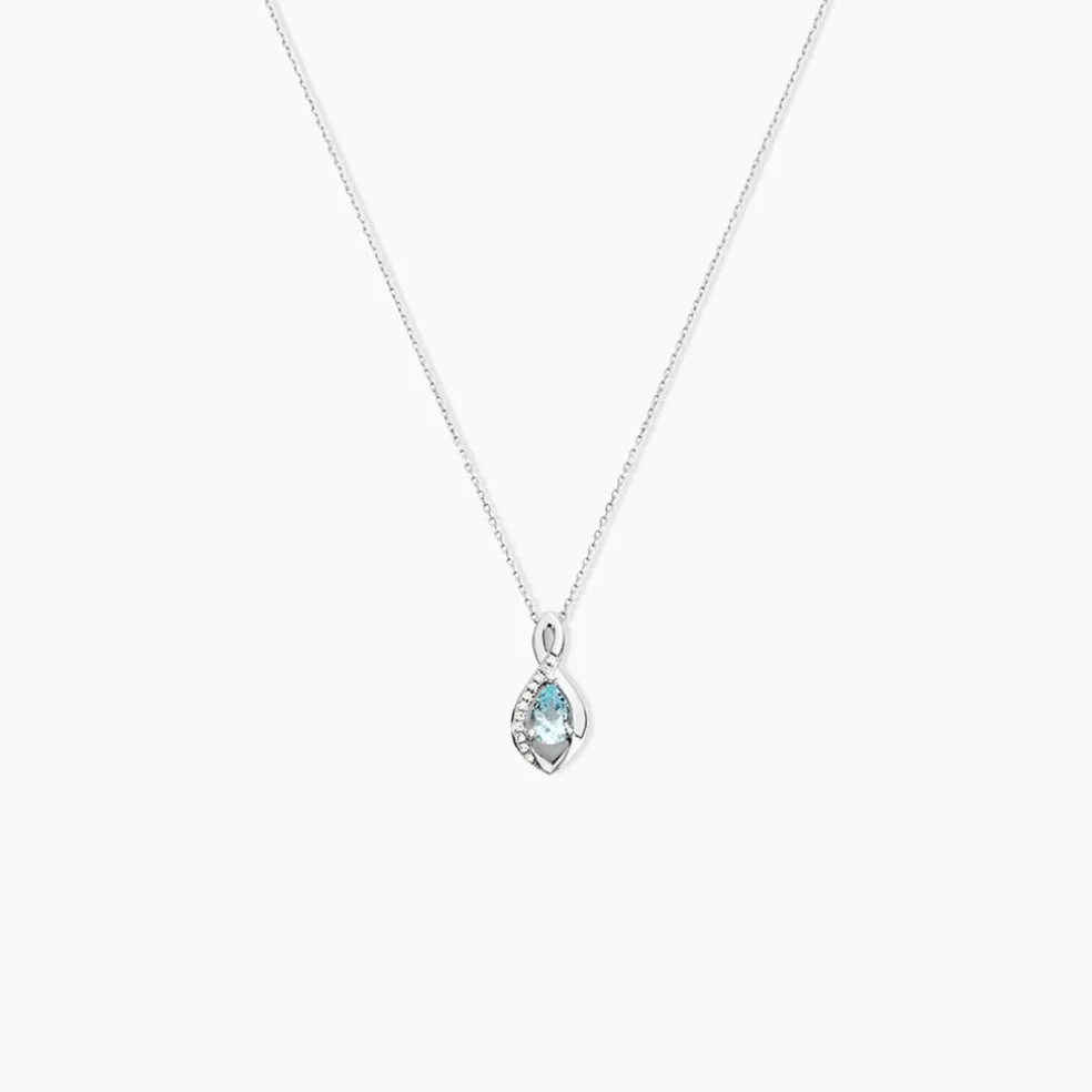 Collier Dalil Or Blanc Topaze Oxyde