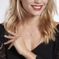 Collier Dalil Or Blanc Topaze Oxyde