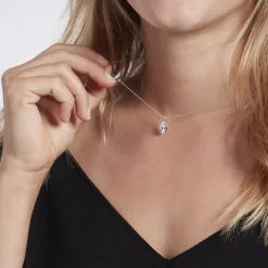 Collier Dalil Or Blanc Topaze Oxyde