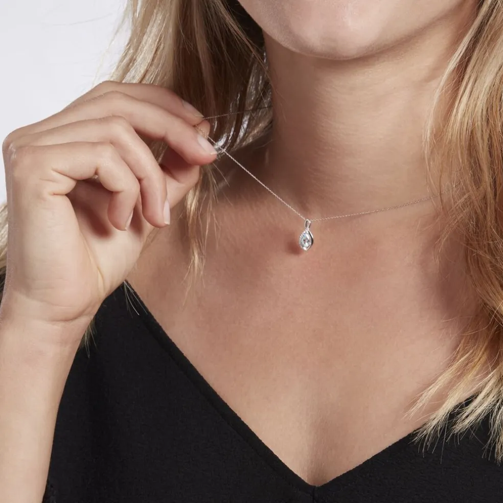 Collier Dalil Or Blanc Topaze Oxyde