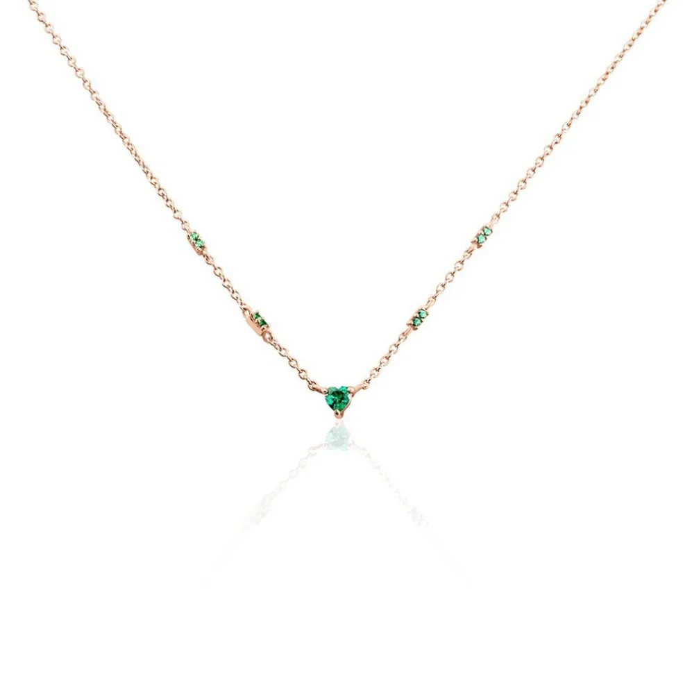 Collier Déclaration Argent Rose Oxyde De Zirconium