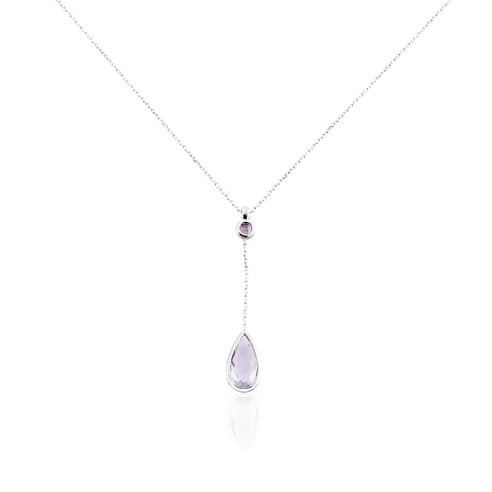 Collier Dennis Or Blanc Amethyste