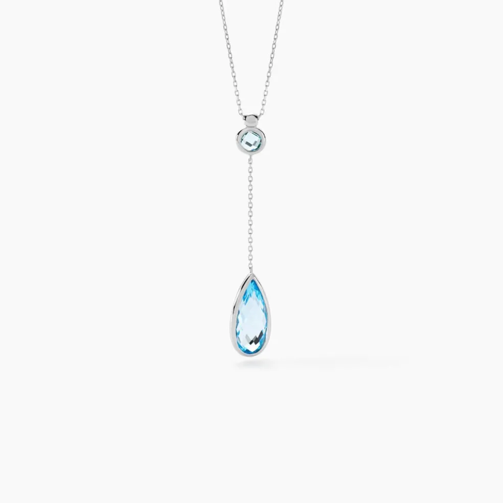 Collier Dennis Or Blanc Topaze