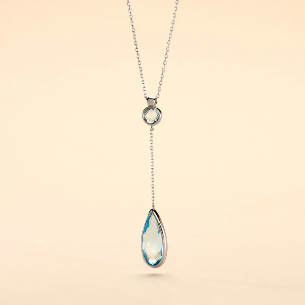 Collier Dennis Or Blanc Topaze