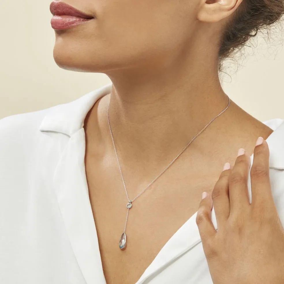 Collier Dennis Or Blanc Topaze