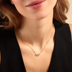 Collier Duchesse Argent Rose Oxyde De Zirconium