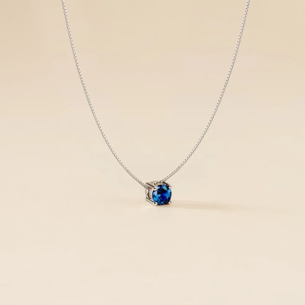 Collier Dwight Argent Blanc Oxyde De Zirconium Bleu