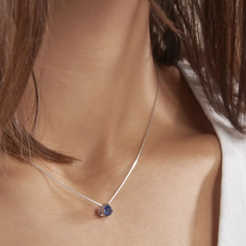 Collier Dwight Argent Blanc Oxyde De Zirconium Bleu