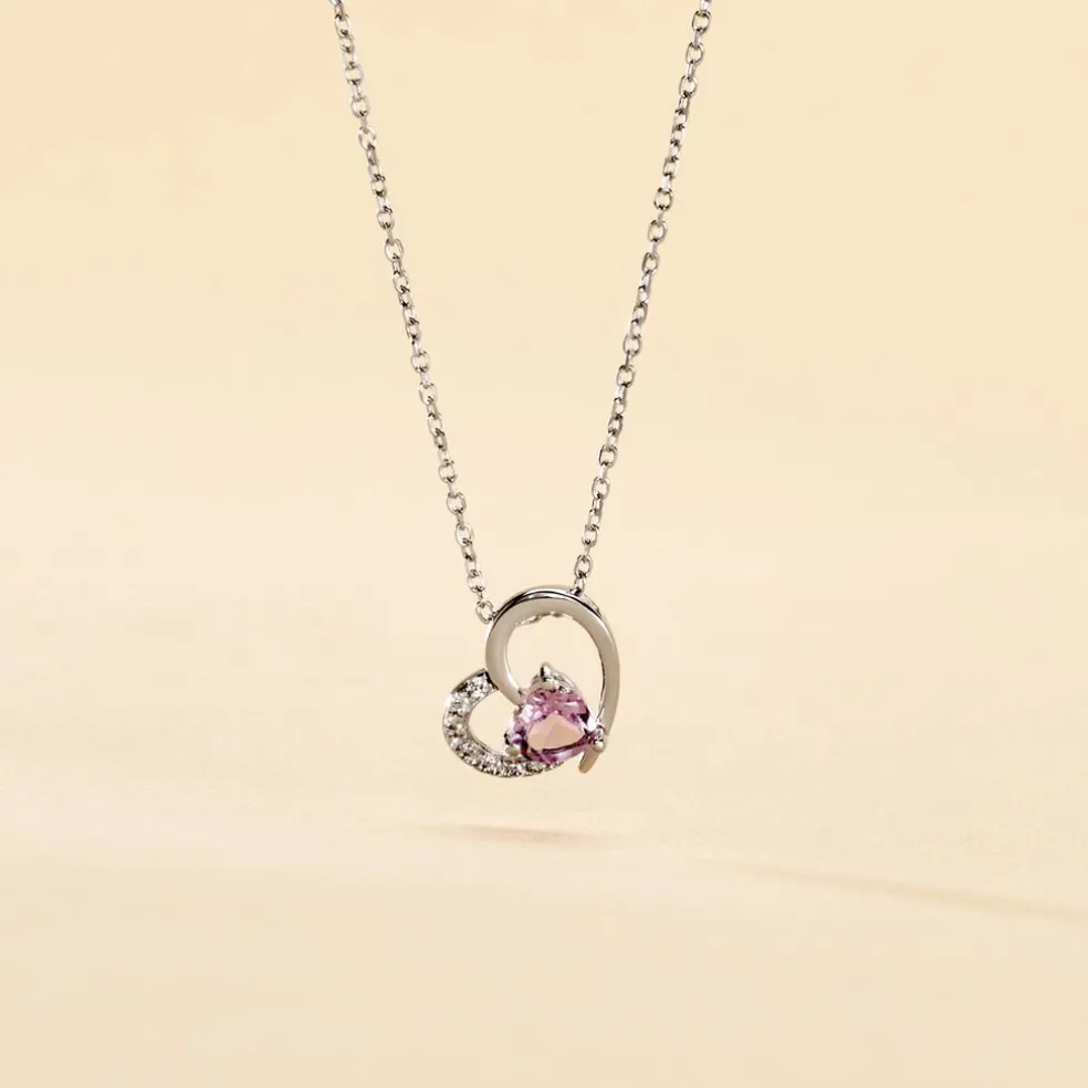 Collier Eliana Or Blanc Amethyste Et Oxyde De Zirconium