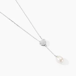 Collier Elvie Argent Blanc Perle De Culture Et Oxyde De Zirconium