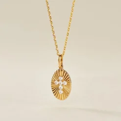 Collier Embrasement Plaqué Or Jaune Oxyde De Zirconium