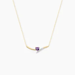 Collier Eva Or Jaune Amethyste Et Oxyde De Zirconium