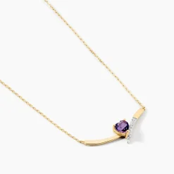 Collier Eva Or Jaune Amethyste Et Oxyde De Zirconium
