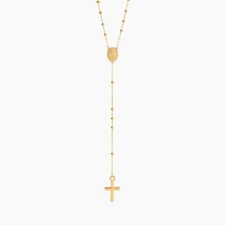 Collier Evelina Croix Maille Boule Or Jaune
