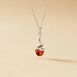 Collier Famata Argent Blanc Ambre