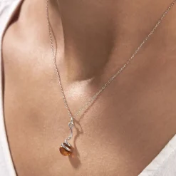 Collier Famata Argent Blanc Ambre