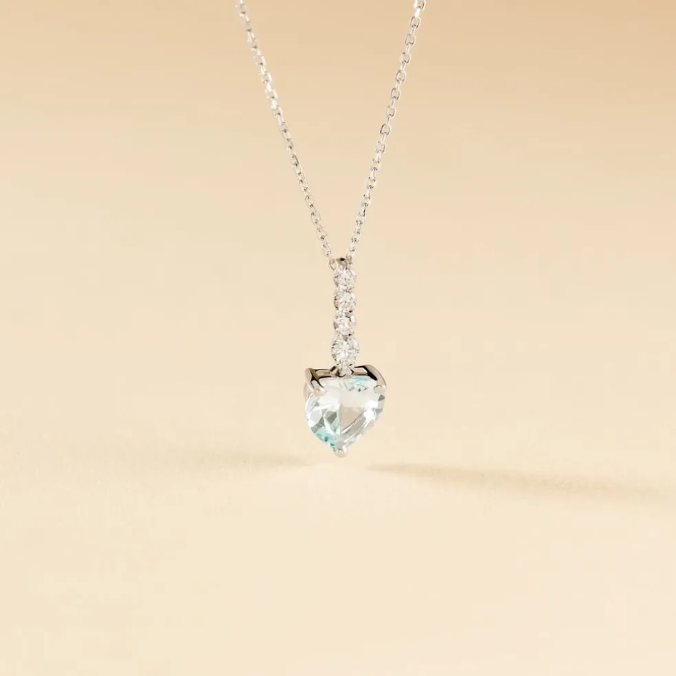 Collier Fany Or Blanc Topaze Et Oxyde De Zirconium