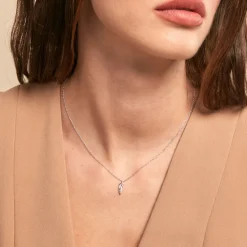 Collier Feath Argent Blanc Oxyde De Zirconium