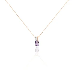 Collier Frannie Or Rose Amethyste Et Oxyde De Zirconium
