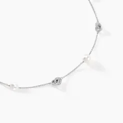 Collier Gaetane Argent Blanc Perle De Culture Oxyde De Zirconium