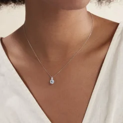 Collier Giana Or Blanc Topaze Et Oxyde De Zirconium