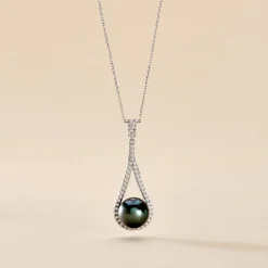 Collier Gillet Or Blanc Perle De Tahiti Oxyde Zirconium