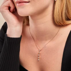 Collier Gold Chandelier Plaqué Or Doré Oxyde De Zirconium