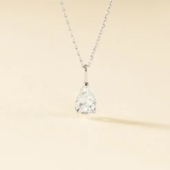 Collier Goutte Or Blanc Oxyde De Zirconium