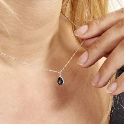 Collier Goutte Or Blanc Topaze