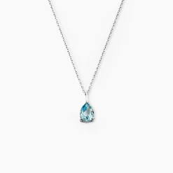 Collier Goutte Or Blanc Topaze