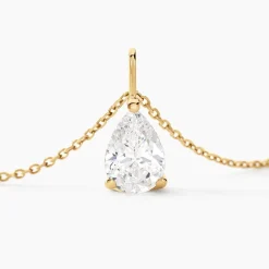 Collier Goutte Or Jaune Oxyde De Zirconium