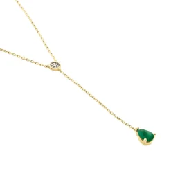 Collier Gracilia Or Jaune Emeraude Diamant