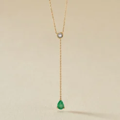 Collier Gracilia Or Jaune Emeraude Diamant