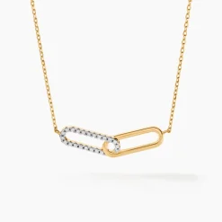 Collier Graphic Lines Or Jaune Oxyde De Zirconium