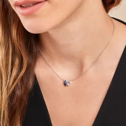 Collier Guillemette Argent Blanc Pierre D'imitation