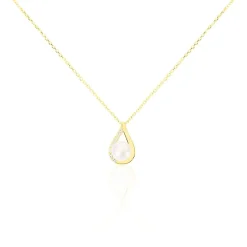 Collier Helin Or Jaune Perle De Culture Et Oxyde De Zirconium