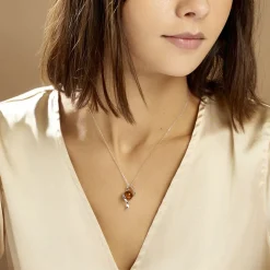 Collier Hilarionne Argent Blanc Ambre