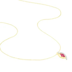 Collier Hoela Or Jaune Diamant Et Rubis