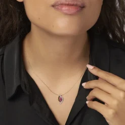 Collier Hoela Or Jaune Diamant Et Rubis