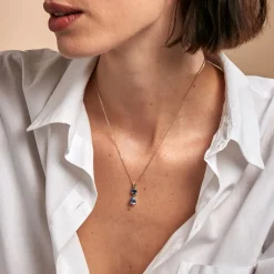 Collier Huffie Plaqué Or Jaune Pierre D'imitation