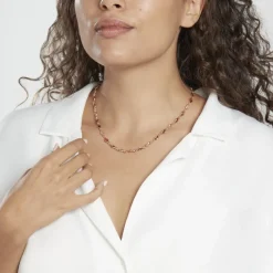 Collier Ilvaae Plaqué Or Pierre De Synthèse Rose