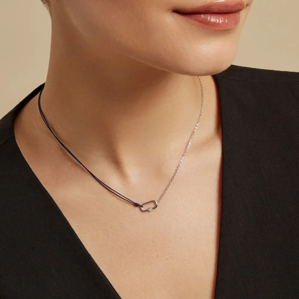 Collier Infini Pop Argent Blanc Oxyde De Zirconium