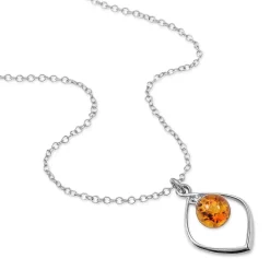 Collier Iva Argent Blanc Ambre